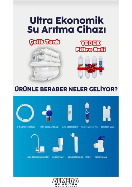 Filtre Değişimi Takip Ekranı LG Membranlı 10 Aşamalı Çelik Tanklı Ekstra Pro Mineral Filtre Eklentili Su Arıtma Cihazı