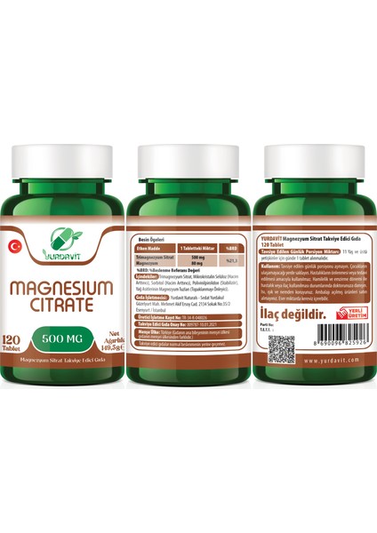 Magnezyum Sitrat 500 Mg 120 Tb Propolis Polen Arı Sütü 100 Tb Selenyum 200 Mcg 120 Tablet