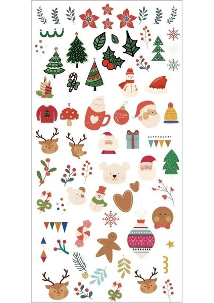 Flash Tattoos Ekose Yılbaşı Noel Christmas Desenler Tırnak Dövmesi