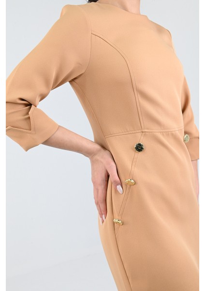 Kadın Düğme Detaylı Elbise 5202-24 fırsatları