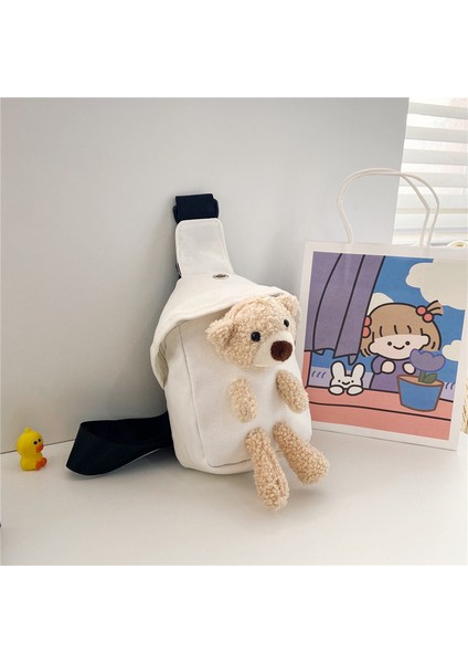 Çocuk Çantaları Yeni Messenger Çanta Sevimli Ayı Göğüs Çantası Kore Tarzı Erkek ve Kız Mini Kanvas Çanta Trendi (Yurt Dışından)