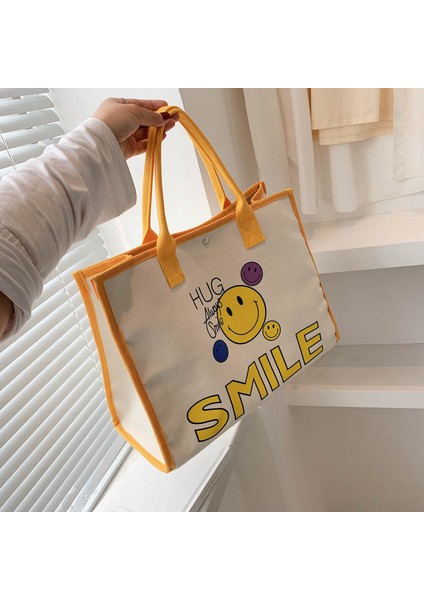 Yeni Çanta Gülen Yüz Karikatür Baskı Messenger Öğrenci Kanvas Çanta (Yurt Dışından)