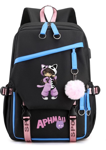 Yeni Sırt Çantası Aphmau Anime Kız Öğrenci Okul Çantası Kadın Dizüstü Sırt Çantası USB Okul Çantası (Yurt Dışından)