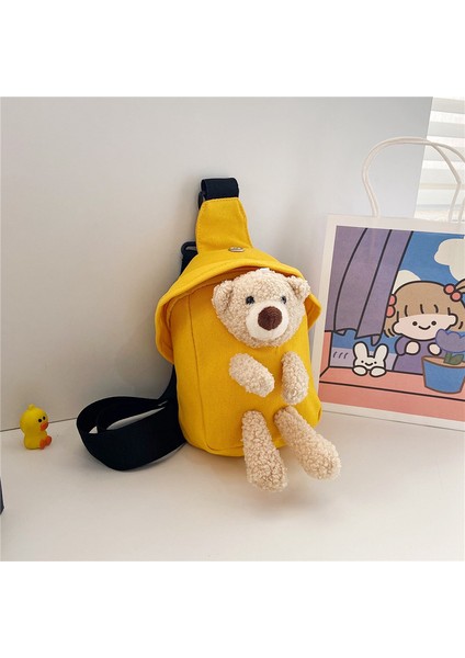 Çocuk Çantaları Yeni Messenger Çanta Sevimli Ayı Göğüs Çantası Kore Tarzı Erkek ve Kız Mini Kanvas Çanta Trendi (Yurt Dışından)