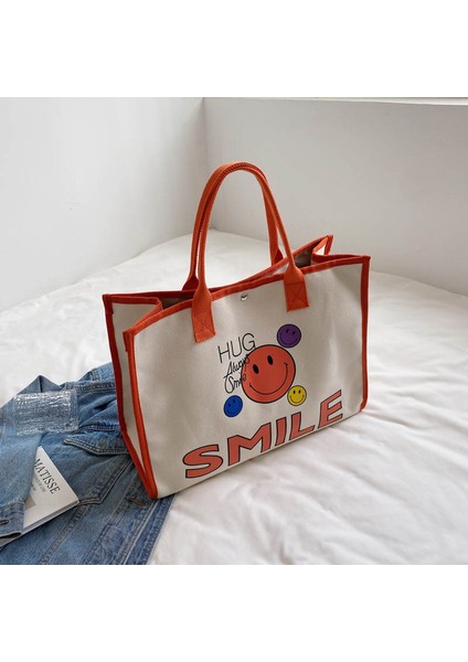 Yeni Çanta Gülen Yüz Karikatür Baskı Messenger Öğrenci Kanvas Çanta (Yurt Dışından)
