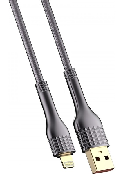 Ldnıo Hızlı Şarj Kablosu 2m Lightning Gri LS652