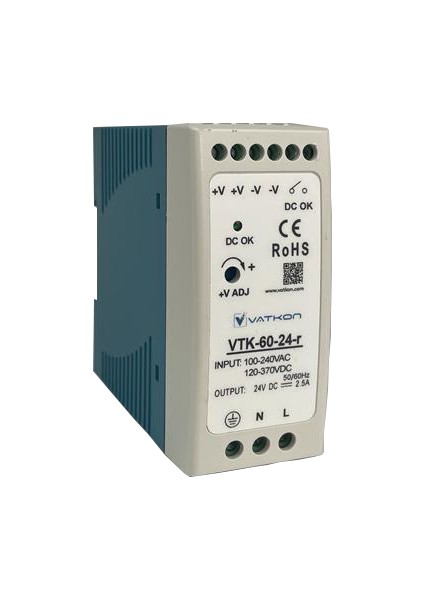 VTK-60-24-r / 24V - 2.5A Güç Kaynağı (+DC OK Sinyal Çıkışı)