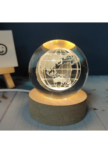 Cam Küre Işıklı Göz Yormayan Ay ve Astronot Motifli Masaüstü Aydınlatma Gece Lambası Dekoratif Çocuk Odası Salon Yatak Odası Lamba 6cm x 6cm Dünya Küre