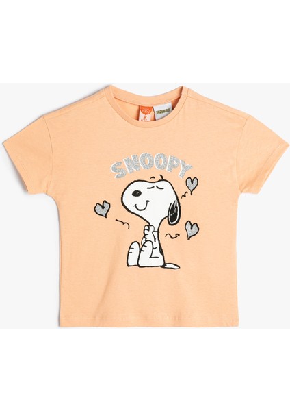 Snoopy Tişört Lisanslı Kısa Kollu Bisiklet Yaka Pamuklu