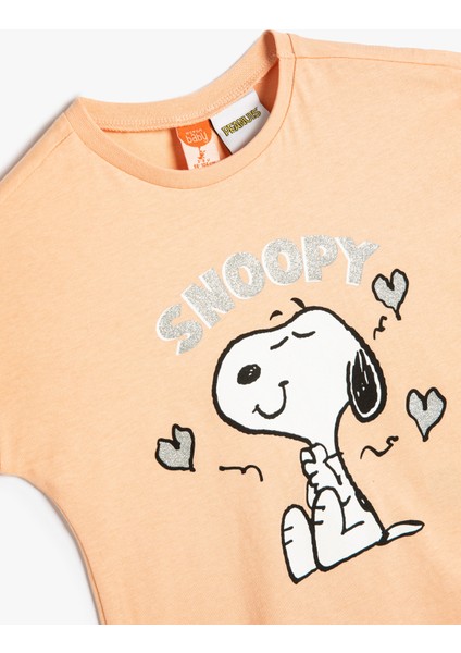 Snoopy Tişört Lisanslı Kısa Kollu Bisiklet Yaka Pamuklu