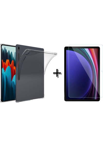 Samsung Galaxy Tab S7 Plus 12.4’’anti Shock Silikon Kılıf + Temperli Kırılmaz Cam - FC014