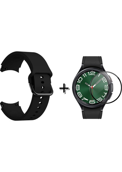 Samsung Galaxy Watch 6 40MM ile Uyumlu Silikon Kordon Kayış + Ekran Koruma Filmi - FC163