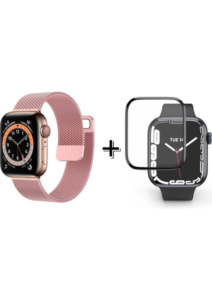 Apple Watch Ultra 49MM Için Metal Mıknatıslı Kordon Kayış + Ekran Koruma Filmi - FC157