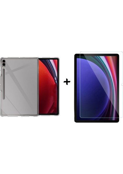 Samsung Galaxy Tab S7 Plus 12.4’’ Için Silikon Kılıf + Temperli Cam Ekran Koruyucu - FC013