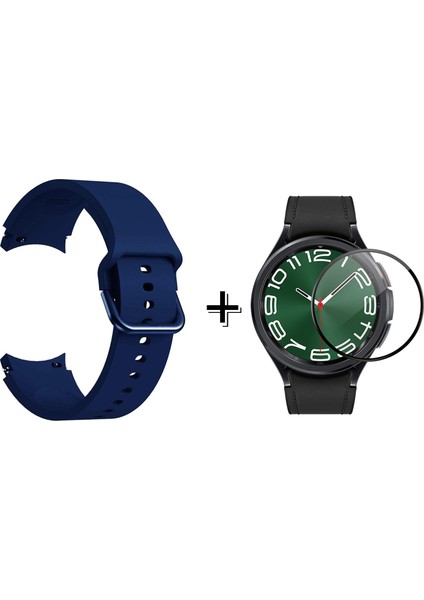 Samsung Galaxy Watch 6 44MM ile Uyumlu Silikon Kordon Kayış + Ekran Koruma Filmi - FC163