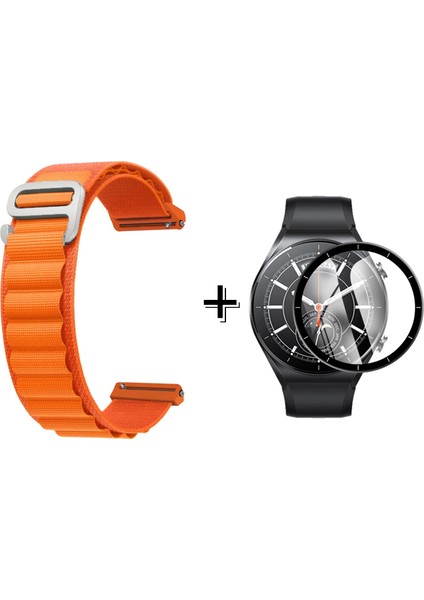 Xiaomi Watch S1 Için Kancalı Kumaş Kordon Kayış + Ekran Koruma Filmi - FC156