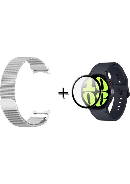 Samsung Galaxy Watch 6 44MM Metal Mıknatıslı Kordon Kayış + Ekran Koruma Filmi - FC302