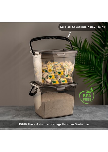 4'lü Yıkanabilir Etiketli Tablet Toz Deterjan Saklama Kabı Deterjan Saklama Düzenleme Kutusu Gri 4l fiyatları