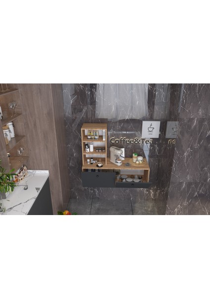 Kahve Köşesi Kapaklı -Raflı Çok Amaçlı Mutfak Dolabı fiyatları