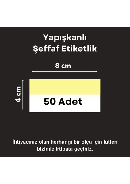 Şeffaf Etiket 50 Ad Pvc Etiketlik Yapışkanlı 8x4 cm Raf Etiket Cebi Yapışkanlı Şeffaf Ürün Etiketliği Isimlik