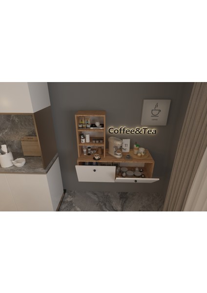 Kahve Köşesi Kapaklı -Raflı Çok Amaçlı Mutfak Dolabı fiyatları