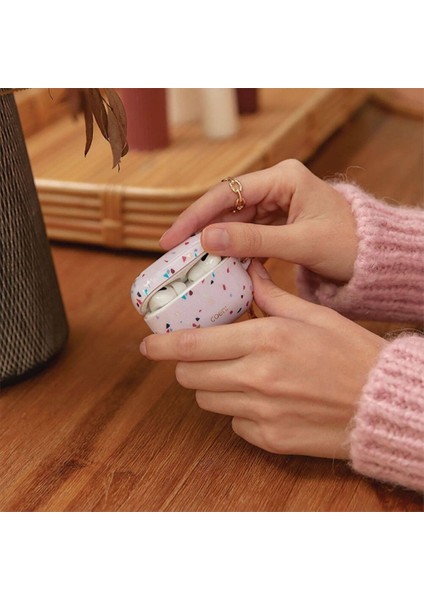Airpod Pro Uyumlu Kılıf Mozaik Desenli Coehl Terrazzo Kapak Pembe modelleri