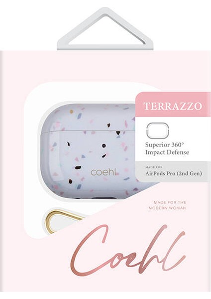 Airpod Pro 2 Uyumlu Kılıf Mozaik Desenli Coehl Terrazzo Kapak Gri fırsatları