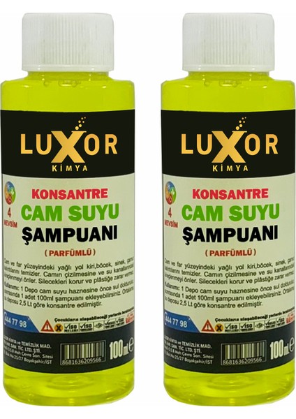 Luxor Kimya Luxor Kimyakonsantre Oto Cam Suyu Şampuanı 100ML 2 Adet