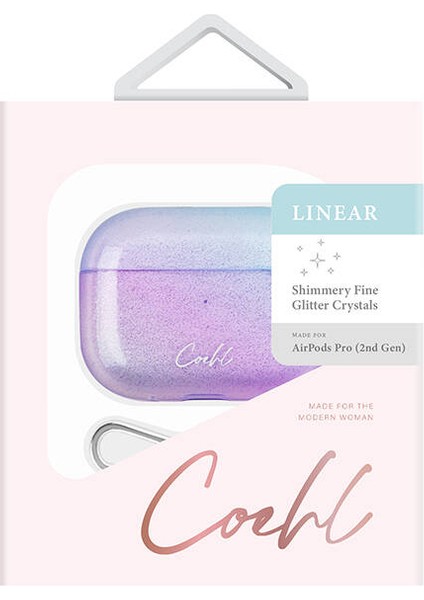 Airpod Pro 2 Uyumlu Kılıf Parlak Renk Geçişli Coehl Linear Kapak Mor