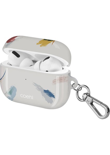 Airpod Pro Uyumlu Kılıf Fırça Boya Desenli Coehl Reverie Kapak Gri