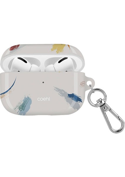 Airpod Pro Uyumlu Kılıf Fırça Boya Desenli Coehl Reverie Kapak Gri