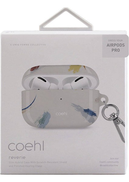 Airpod Pro Uyumlu Kılıf Fırça Boya Desenli Coehl Reverie Kapak Gri