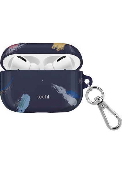 Airpod Pro Uyumlu Kılıf Fırça Boya Desenli Coehl Reverie Kapak Mavi