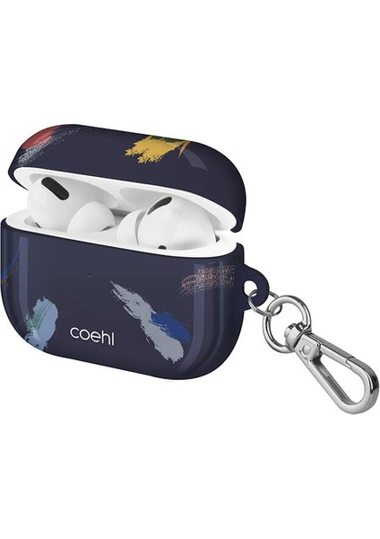 Airpod Pro Uyumlu Kılıf Fırça Boya Desenli Coehl Reverie Kapak Mavi