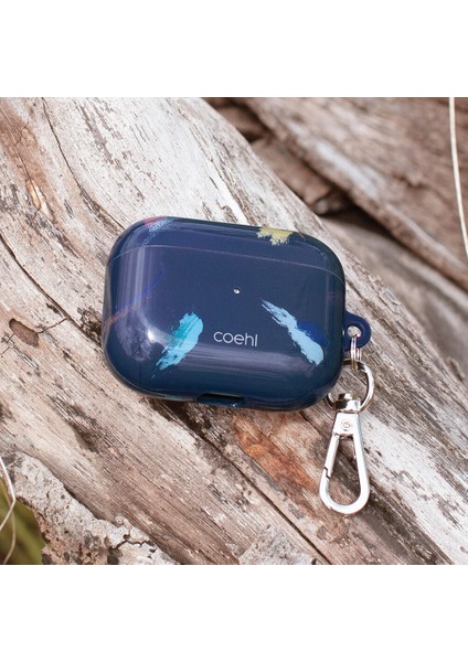 Airpod Pro Uyumlu Kılıf Fırça Boya Desenli Coehl Reverie Kapak Mavi