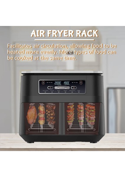Ninja Foodi Hava Fritöz DZ201, DZ401 Çift Sepetli Hava Fritöz-Paslanmaz Çelik Barbekü Şişleri Için Şiş Standı Rafları (Yurt Dışından) modelleri