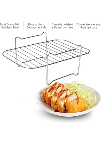 2x Hava Fritöz Rafı Ninja DZ201/DZ401 Foodi Aksesuarları Paslanmaz Çelik Çok Katmanlı Istiflenebilir Kurutucu Rafı (Yurt Dışından)
