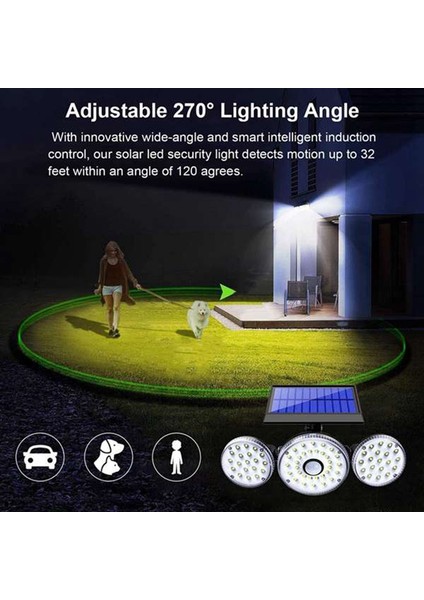 Güneş Işıkları, 3 Kafa Hareket Sensörü Işıkları Ayarlanabilir 140LED Projektör Işıkları Dış Mekan Spotları Bahçe Için 270 ° Döndürülebilir, Vb (Yurt Dışından) fırsatları