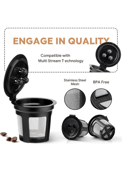 Reusable Three-Hole Coffee Capsule Filter Accessories For Ninja CFP301 CFP201 CFP307 Dual Brew Pro (Yurt Dışından)