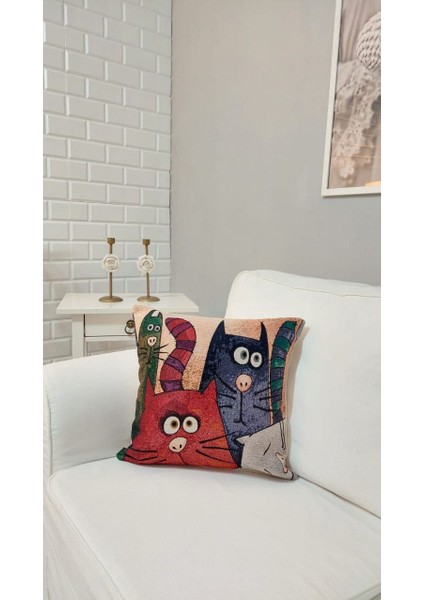 Goblen Dokuma Kumaş Yastık Kırlent Kılıfı Pillow