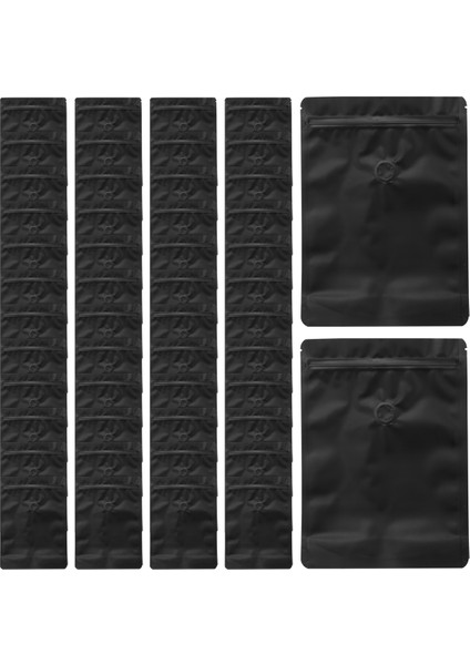 50PCS Matt Aluminum Foil Coffee Valve Zipper Closure Bag Vertical Aluminum Foil Coffee Bean One-Way Exhaust Valve Bag Packaging Bag 250G Black (Yurt Dışından)
