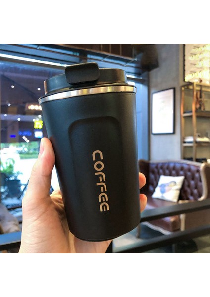 Coffee Cup With Cover Stainless Steel Silicone Metal Coffee Insulated Water Cup Portable Outdoor Portable Cup For Gifts (Yurt Dışından)