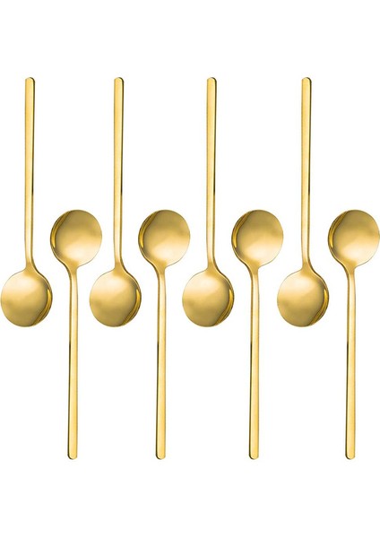 8 Packs, Gold-Plated Stainless Steel Coffee Spoon, Mini Teaspoon For Coffee Sugar Dessert Cake Ice Cream (Yurt Dışından)