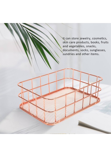 Masaüstü Metal Depolama Sepeti Saklama Kutusu Demir Izgara Depolama Tepsisi Net Sepet Eşya Kutuları Depolama Sepeti Gül Altın Meyve (Yurt Dışından) fiyatları