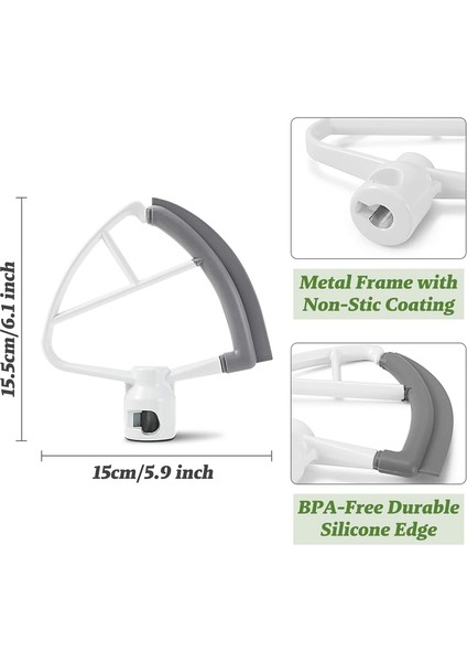 Flex Kenarlı Çırpıcı, Mikser Aparatı 4,5-5 Quart Eğimli Kafalı Stand Mix Aksesuarı, Kitchenaid Stand Mikserleri Için 3 Kazıyıcılı (Yurt Dışından) modelleri