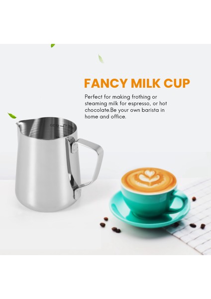 Milk Frothing Pitcher 350ML (12OZ)STEAMING Pitchers Stainless Steel Milk Coffee Cappuccino Latte Art Barista Steam Pitchers Milk Jug Cup With Decorating Pen (Yurt Dışından) fiyatları