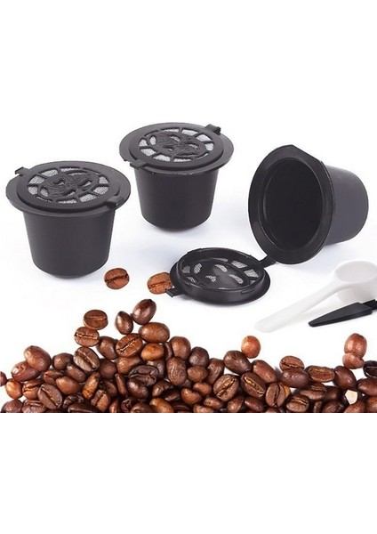 5 Reusable Capsules Refillable Coffee Capsule Filter With Coffee Machines With Coffee Spoon Brush (Yurt Dışından)