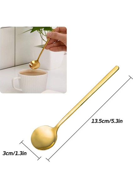 8 Packs, Gold-Plated Stainless Steel Coffee Spoon, Mini Teaspoon For Coffee Sugar Dessert Cake Ice Cream (Yurt Dışından)