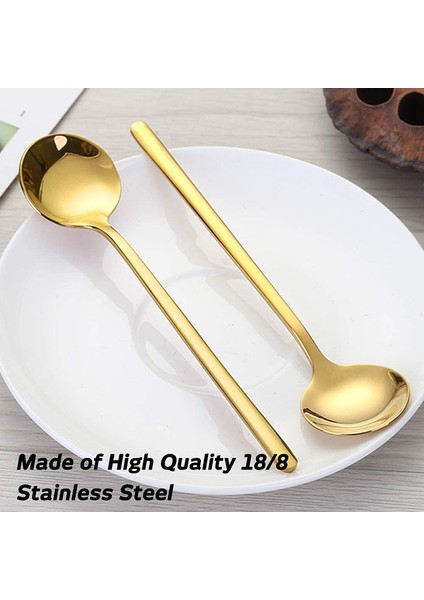 8 Packs, Gold-Plated Stainless Steel Coffee Spoon, Mini Teaspoon For Coffee Sugar Dessert Cake Ice Cream (Yurt Dışından)