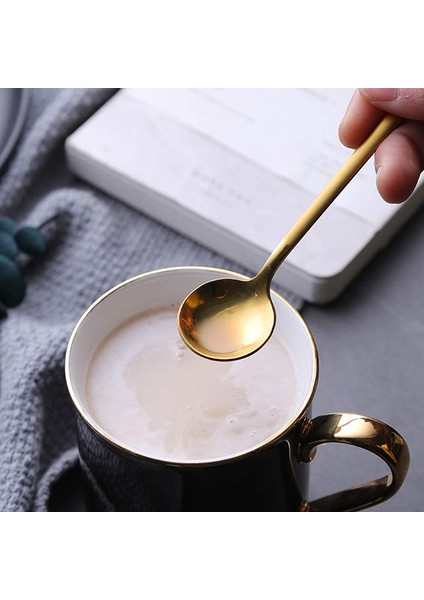 8 Packs, Gold-Plated Stainless Steel Coffee Spoon, Mini Teaspoon For Coffee Sugar Dessert Cake Ice Cream (Yurt Dışından)